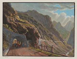 Galleri ved Rio di Peder under værtshuset i Spondalunga på vej til Bormio - Johann Jakob Meyer — visning af kunstværket