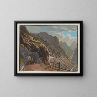 Galleri ved Rio di Peder under værtshuset i Spondalunga på vej til Bormio - Johann Jakob Meyer — indrammet kunstværk på væggen