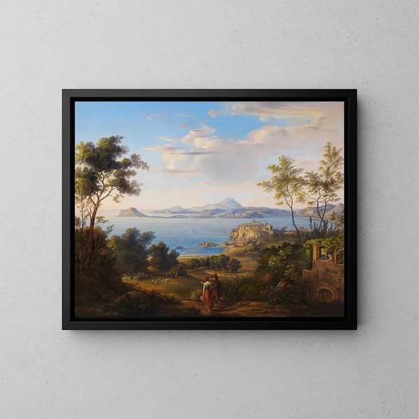 La baie de Pouzzoles nær Napoli - Johann Joachim Faber — indrammet kunstværk på væggen