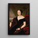 Portræt af en dame med en rose - Johann Joseph Reiner — indrammet kunstværk på væggen