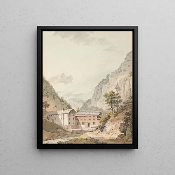 Bad Weissenburg - Johann Ludwig Aberli — indrammet kunstværk på væggen