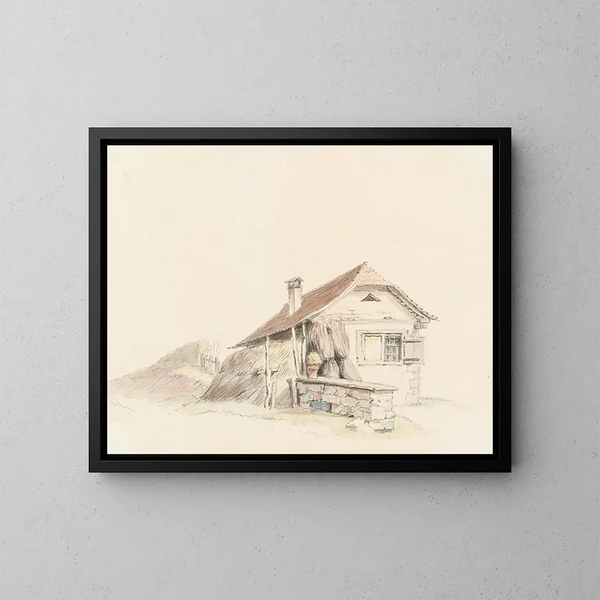 Maison de paysan - Johann Ludwig Aberli — indrammet kunstværk på væggen