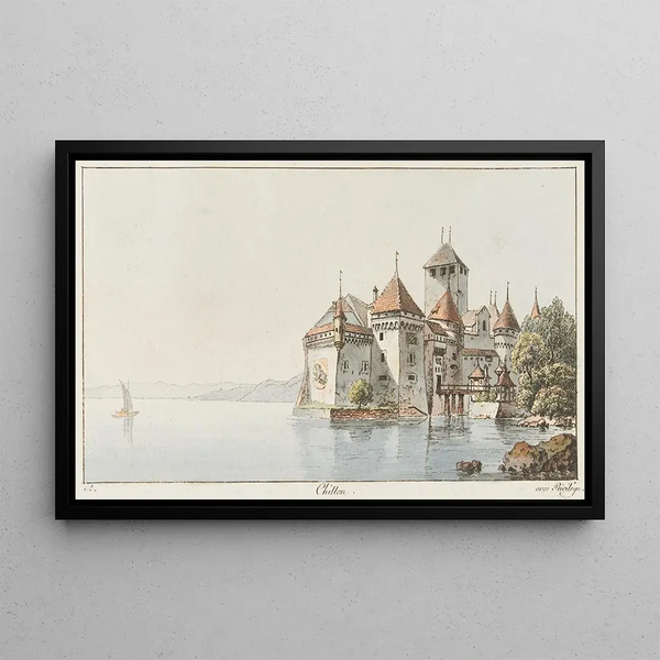 Chillon - Johann Ludwig Aberli — indrammet kunstværk på væggen