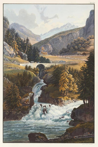 Johann Ludwig Bleuler - Vue de la cascade du Rhin et du torrent dAvers dans le Roflen.webp