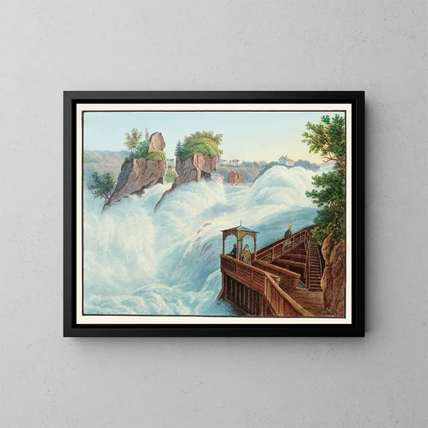 Vue de la chute du Rhin prise de Fichetz - Johann Ludwig Bleuler — indrammet kunstværk på væggen