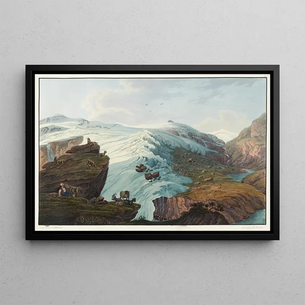 Johann Ludwig Bleuler - Vue du Glacier du Rheinwald prise prs les cabanes des bergers de Bergame.webp