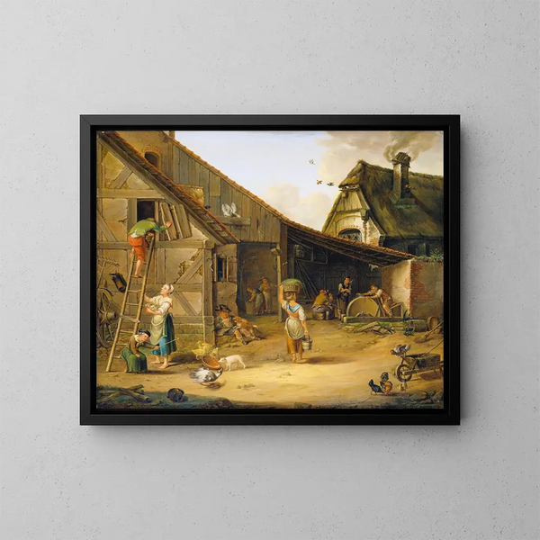 En gård - Johann Ludwig Ernst Morgenstern — indrammet kunstværk på væggen