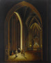Indendørs maleri af en kirke oplyst af stearinlys - Johann Ludwig Ernst Morgenstern — visning af kunstværket