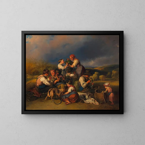 La moisson des faucheurs - Johann Matthias Ranftl — indrammet kunstværk på væggen