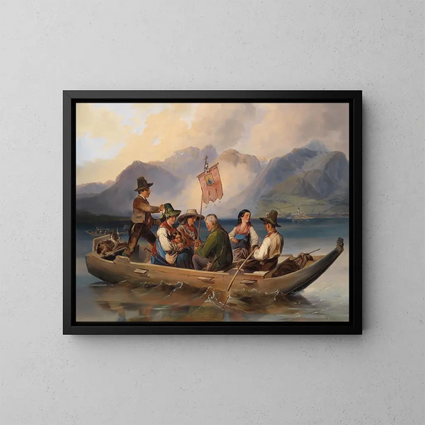 Johann Matthias Ranftl - Traversée sur le lac Wolfgang — indrammet kunstværk på væggen
