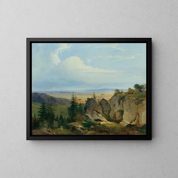 La lande de Wiener Neustadt vue de Wetzelsdorf - Johann Nepomuk Passini — indrammet kunstværk på væggen
