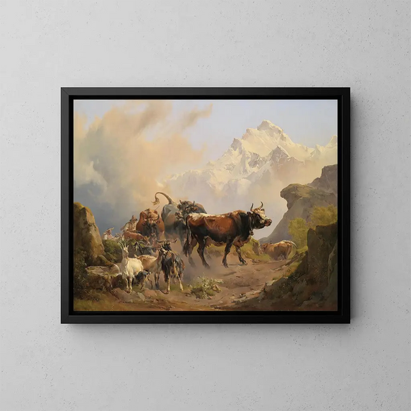 La transhumance - Johann Nepomuk Rauch — indrammet kunstværk på væggen