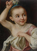 Unge pige, der holder en blomst - Johann Nikolaus Grooth — visning af kunstværket