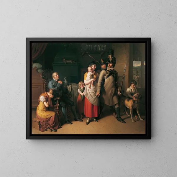 Le retour du landwehrmann - Johann Peter Krafft — indrammet kunstværk på væggen