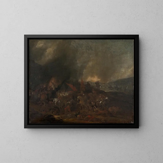 Kamp-scene - Johann Philip Lemke — indrammet kunstværk på væggen