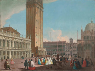 Johann Richter - Venice the Piazzetta looking northwest towards the Campanile with the Biblioteca the Procuratie Vecchie and the Torre dellOrologio.webp