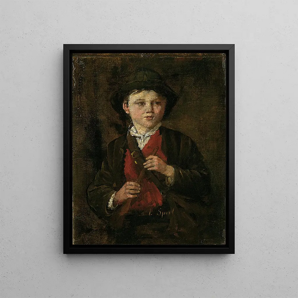 Johann Sperl - Bayerischer Bauernbub mit Flte.webp