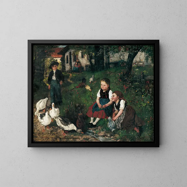 Sommerdag Maleri - Johann Sperl — indrammet kunstværk på væggen