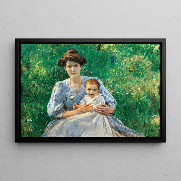 Johann Victor Krmer - A Mother with Child in the meadow.webp