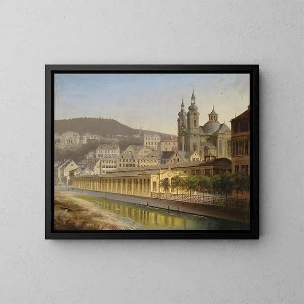 Vue sur Karlsbad - Johann Wilhelm Jankowski — indrammet kunstværk på væggen