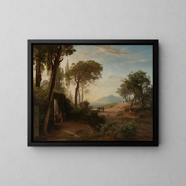 Le matin, le départ du voyageur vers Jéricho - Johann Wilhelm Schirmer — indrammet kunstværk på væggen