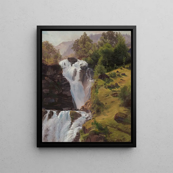 Les chutes du Reichenbach près de Meiringen - Johann Wilhelm Schirmer — indrammet kunstværk på væggen