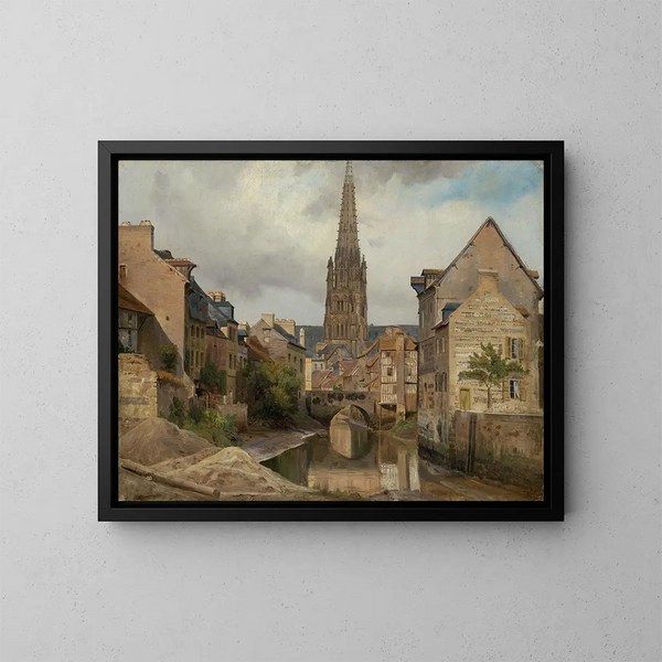 Vue de Saint-Martin à Harfleur près du Havre - Johann Wilhelm Schirmer — indrammet kunstværk på væggen