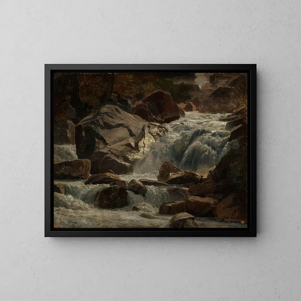 Ruisseau de montagne suisse - Johann Wilhelm Schirmer — indrammet kunstværk på væggen