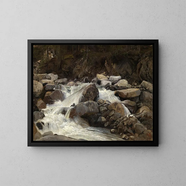 Ruisseau de montagne suisse - Johann Wilhelm Schirmer — indrammet kunstværk på væggen