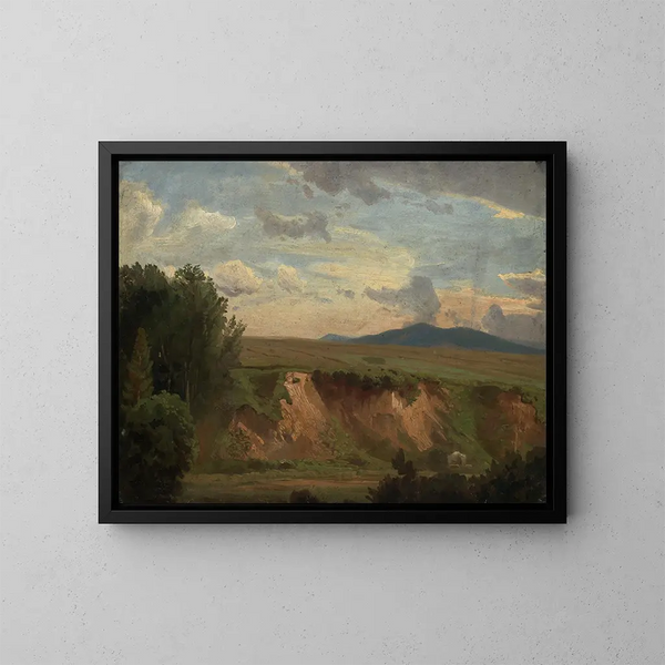 Fransk landskabsmaleri med en afskallet undervegetation - Johann Wilhelm Schirmer — indrammet kunstværk på væggen