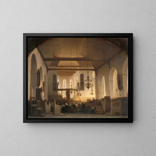 et service ved Geertekerk i Utrecht - Johannes Bosboom — indrammet kunstværk på væggen