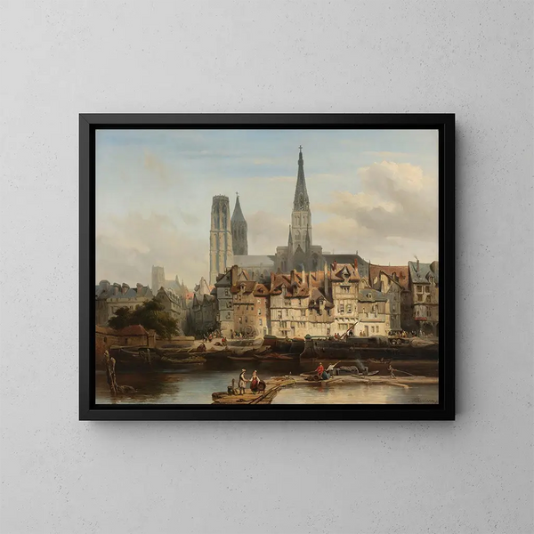 Le quai de Paris à Rouen - Johannes Bosboom — indrammet kunstværk på væggen