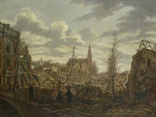 Johannes Jelgerhuis - The Rapenburg Leiden three Days after the Explosion of a Powder Ship on 12 January 1807.webp