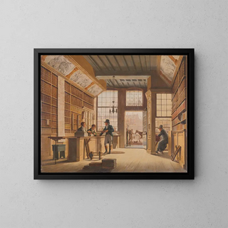 Johannes Jelgerhuis - The Shop of the Bookdealer Pieter Meijer Warnars on the Vijgendam in Amsterdam.webp