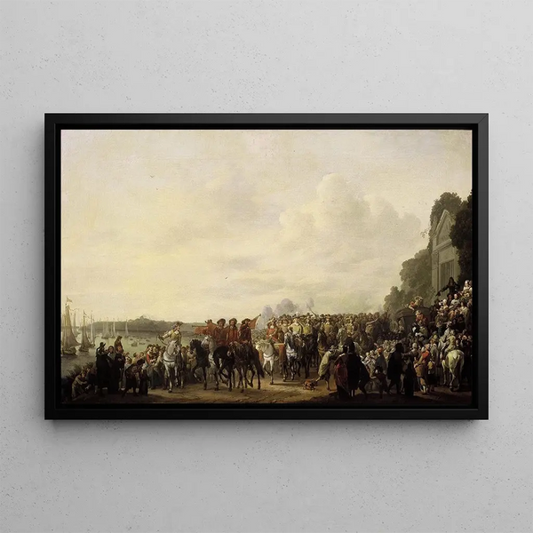 Johannes Lingelbach - Charles II 16301685 stopping at the Estate of Wema on the Rotte on his Journey from Rotterdam to The Hague 25 May 1660.webp