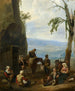 Italiensk landskabsmaleri med bønder, der hviler - Johannes Lingelbach — visning af kunstværket