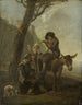 Romerske hyrdefamilie, der hviler under et træ - Johannes Lingelbach — visning af kunstværket