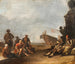 et maleri med udsigt over en sydhavn med handlende og fanger, et skib og Ferdinand I af Medici-statuen i Livorno - Johannes Lingelbach — visning af kunstværket