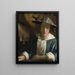 Pige med fløjte - Johannes Vermeer — indrammet kunstværk på væggen