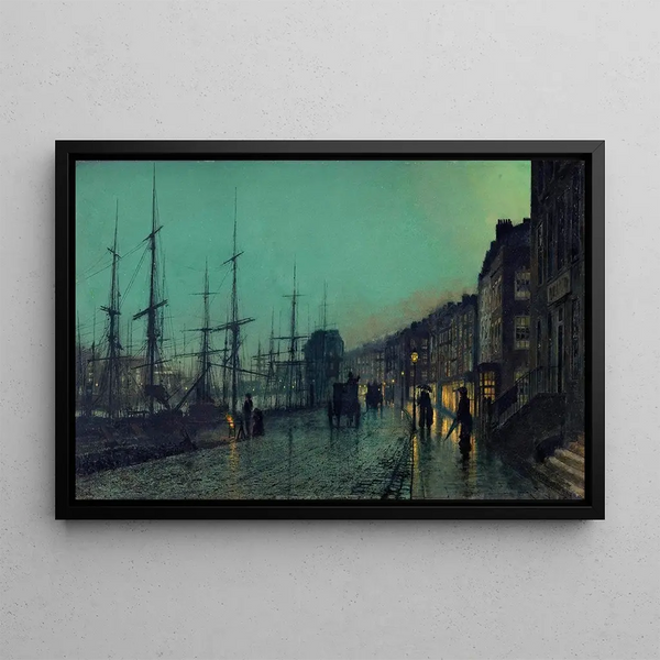 Skibe på Clyde - John Atkinson Grimshaw — indrammet kunstværk på væggen