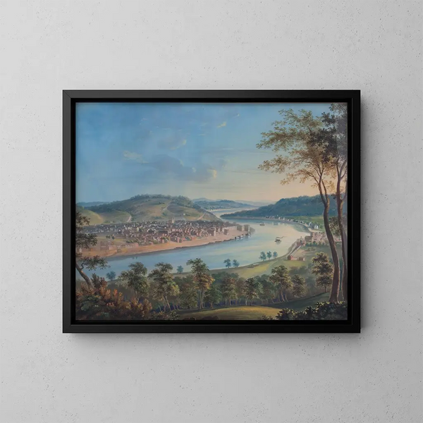Vue de Cincinnati depuis Covington - John Caspar Wild — indrammet kunstværk på væggen