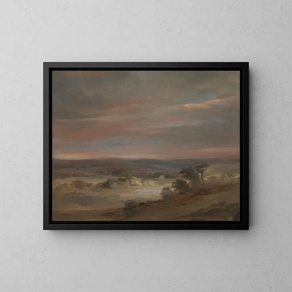 Et kig over Hampstead Heath tidligt om morgenen - John Constable — indrammet kunstværk på væggen