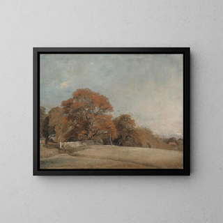 Et efterårsscene i East Bergholt - John Constable — indrammet kunstværk på væggen
