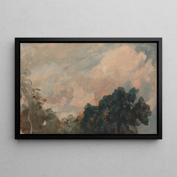 Studie af skyer med træer - John Constable — indrammet kunstværk på væggen