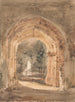 East Bergholt kirke set fra den sydlige bue af det ruinere tårn - John Constable — visning af kunstværket