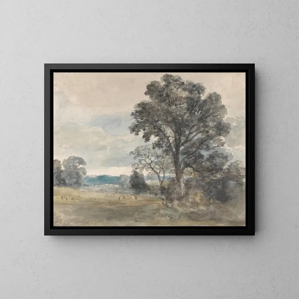 Landskabsmaleri i East Bergholt - John Constable — indrammet kunstværk på væggen