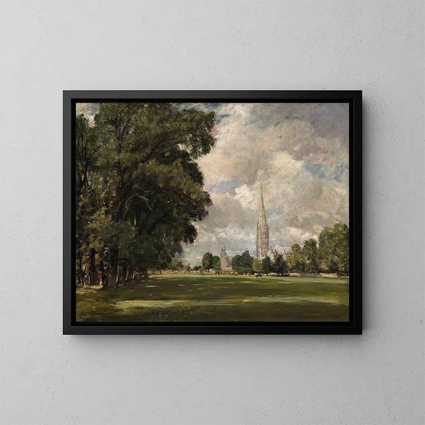 Salisbury Domkirke fra Lower Marsh Close - John Constable — indrammet kunstværk på væggen