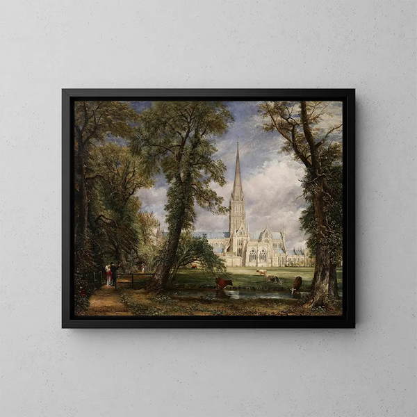 Salisbury Domkirke set fra ærkebiskoppens have - John Constable — indrammet kunstværk på væggen