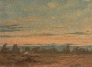 Sommerlandskabsmaleri om aftenen - John Constable — visning af kunstværket