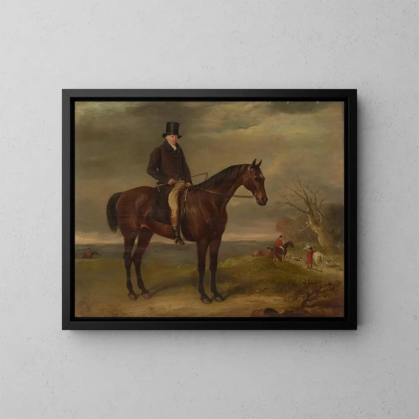 portræt af Samuel Dumbleton, 1750-1834, jagthund af greve af Spencer - John Ferneley — indrammet kunstværk på væggen